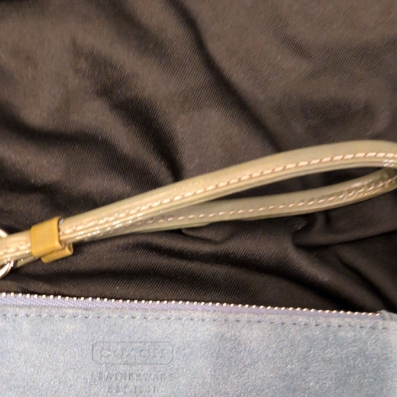 Coach Light Blue Suede Wristlet - Picture 6 of 16